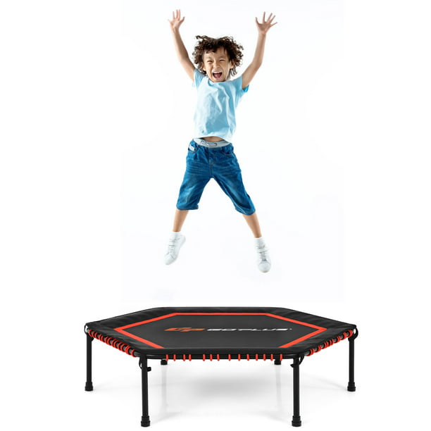 Goplus Folding Fitness Trampoline for Kids 47-Inch Mini Kids Indoor Rebounder with Safety Padded Cover Portable Trampoline for Kids Adults Play Exercise